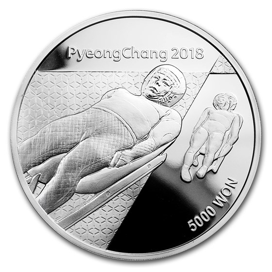 2018 1/2 oz Silver PyeongChang Winter Olympic Luge Proof 2018 1/2 oz Silver PyeongChang Winter Olympic Luge Proof